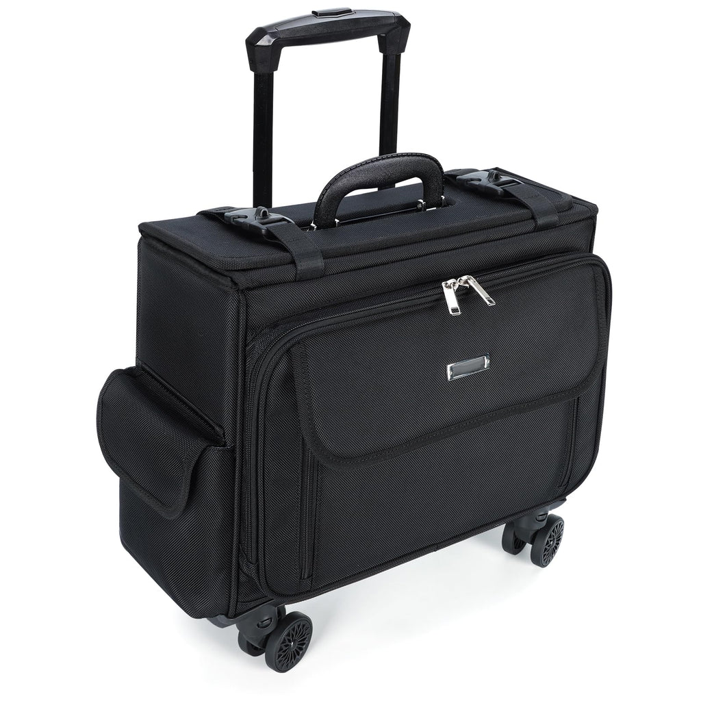 Lekespring Rolling Briefcase 17.3 Inch Laptop Bag with Wheels Ballistic Nylon Wheeled Business Case for Men Women Underseat Carry On Rolling Work Bag Detachable 360 Spinner Wheels File Organizer