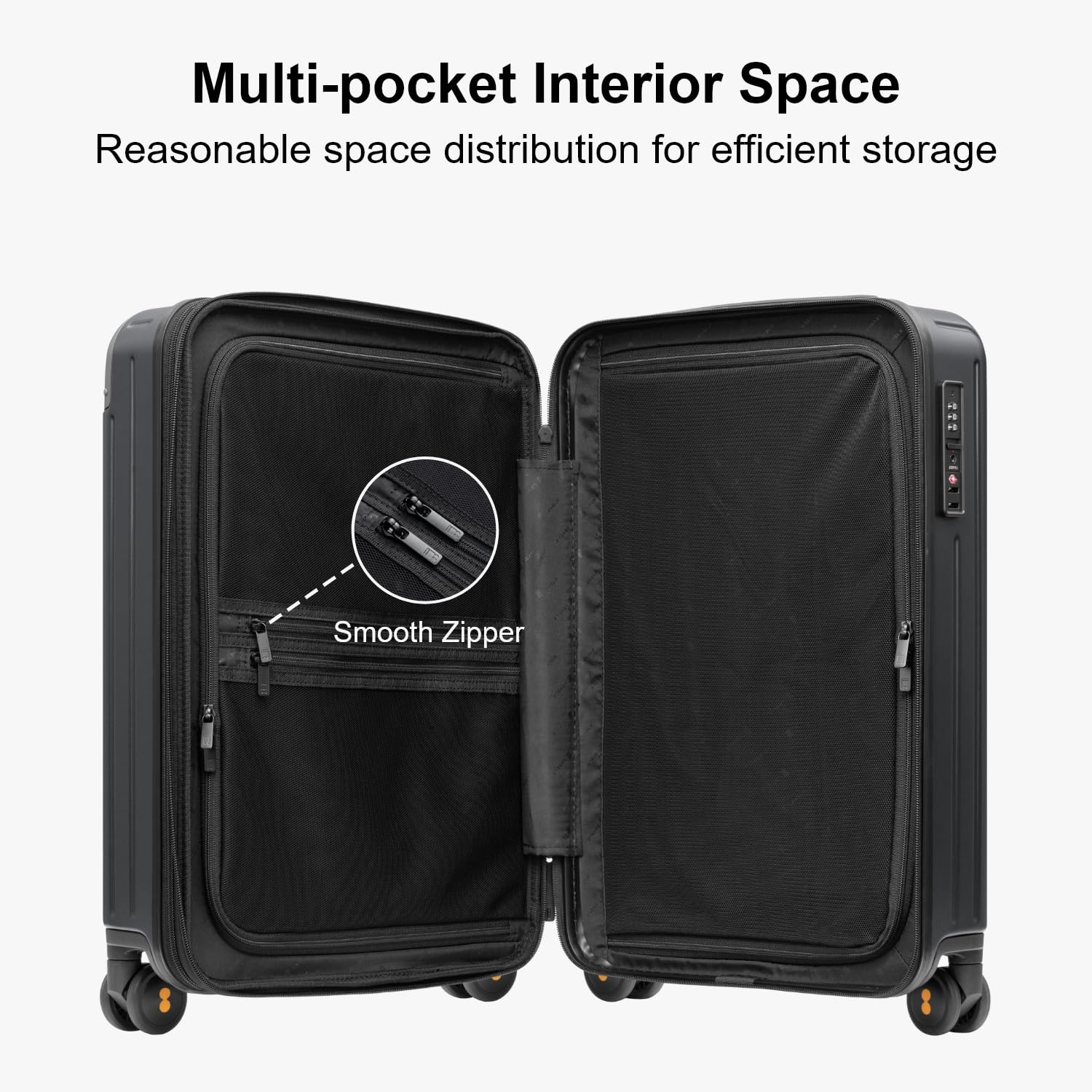 LEVEL8 Carry on Luggage Airline Approved, Hardshell Suitcases with Spinner Wheels, PC Expandable Luggage, 20 Inch, Black