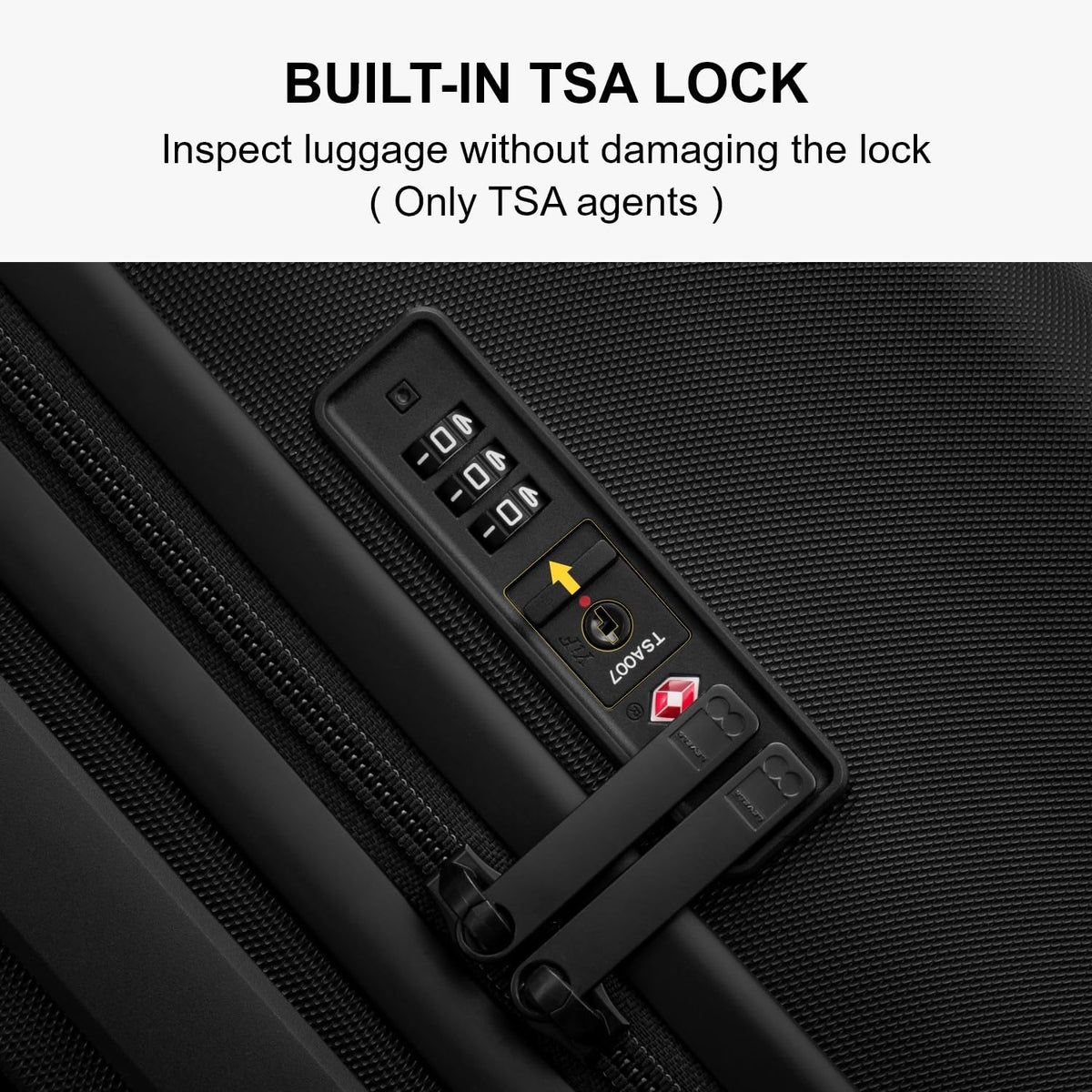 LEVEL8 Checked Luggage, Large Hardside Suitcases with Wheels 28 Inch Luggage, Luminous Textured Lightweight Hard Shell Suitcases Locks Tsa Approved, Black