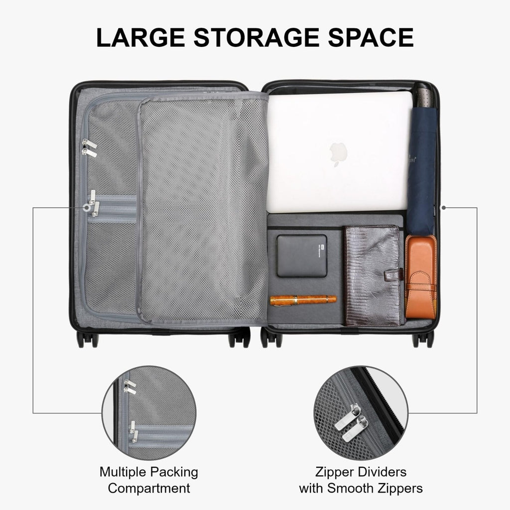 LEVEL8 Elegance Carry - on Suitcase, 20 Inch Carry on Luggage, Hardside Large Suitcases with Wheels, Tavel Bag with Tsa Lock, Light Blue