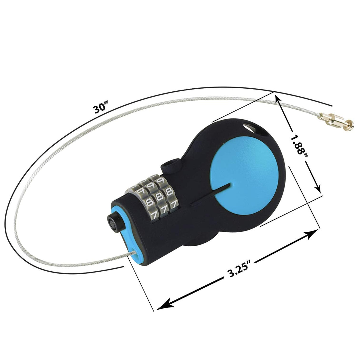 Lewis N. Clark TSA Approved Padlock & Bike Lock for Luggage + Travel, Set Your Combo w/30in Retractable Steel Cable, Blue