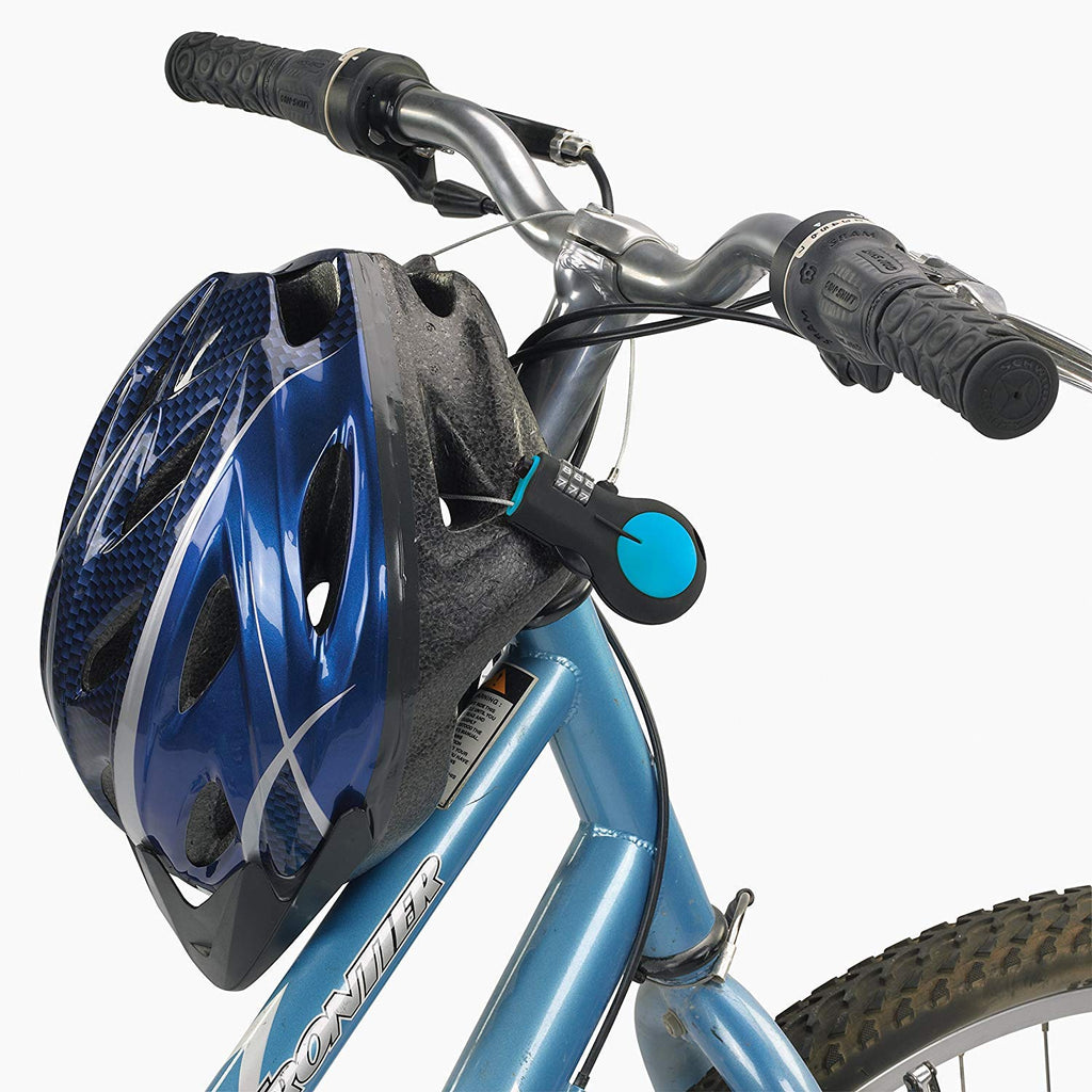 Lewis N. Clark TSA Approved Padlock & Bike Lock for Luggage + Travel, Set Your Combo w/30in Retractable Steel Cable, Blue