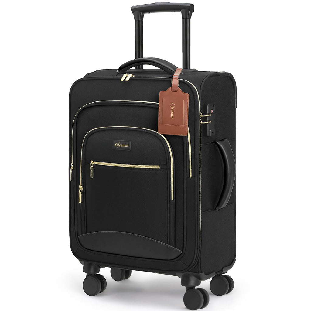 Lifeamar Carry On Luggage 22x14x9 Airline Approved, 20 Inch Softside Suitcase with 360° Spinner Wheels & TSA Lock, Ultra-Lightweight Water-Resistant Large Capacity Luggage for Women & Men