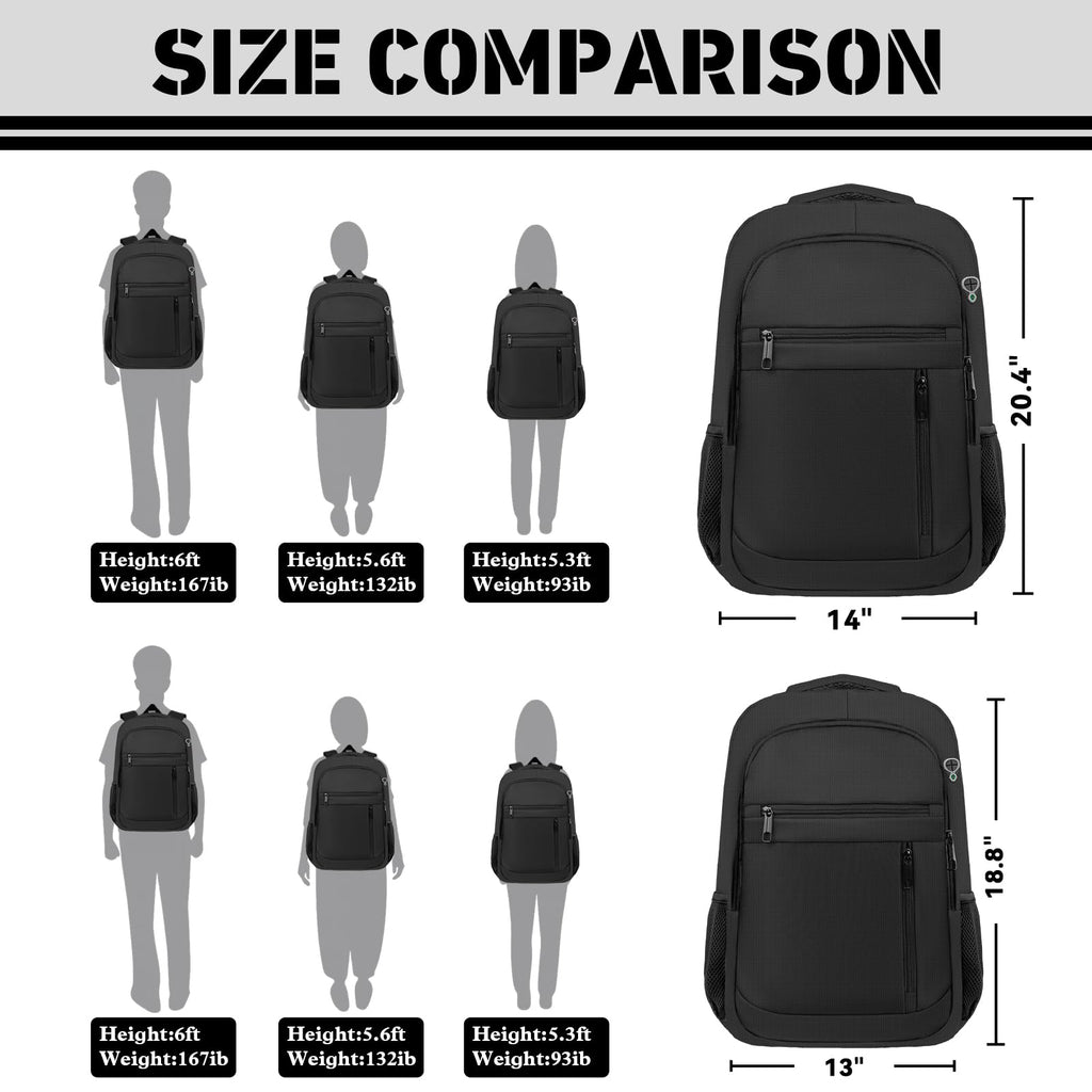 LifetimeWarranty Travel Backpack for Men, Lightweight 40L Business Laptop Backpack with 17.3 Inch Laptop Compartment, Daypack for Flight, Durable Water Resistant Bookbag, Hiking, Work Backpack, Black