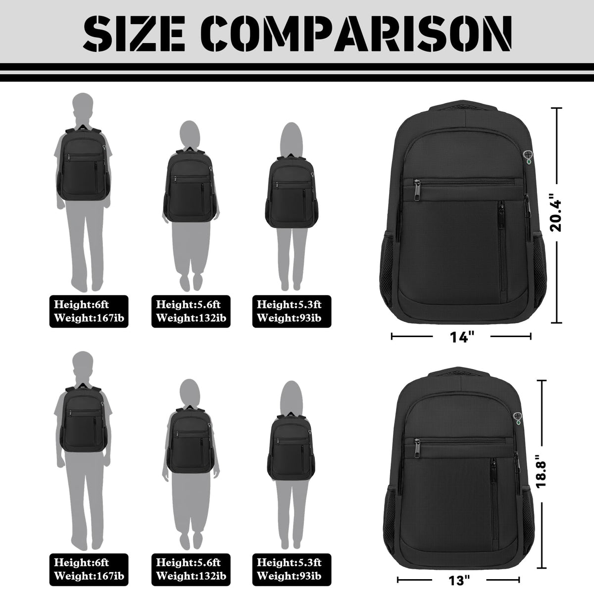 LifetimeWarranty Travel Backpack for Men, Lightweight 40L Business Laptop Backpack with 17.3 Inch Laptop Compartment, Daypack for Flight, Durable Water Resistant Bookbag, Hiking, Work Backpack, Black