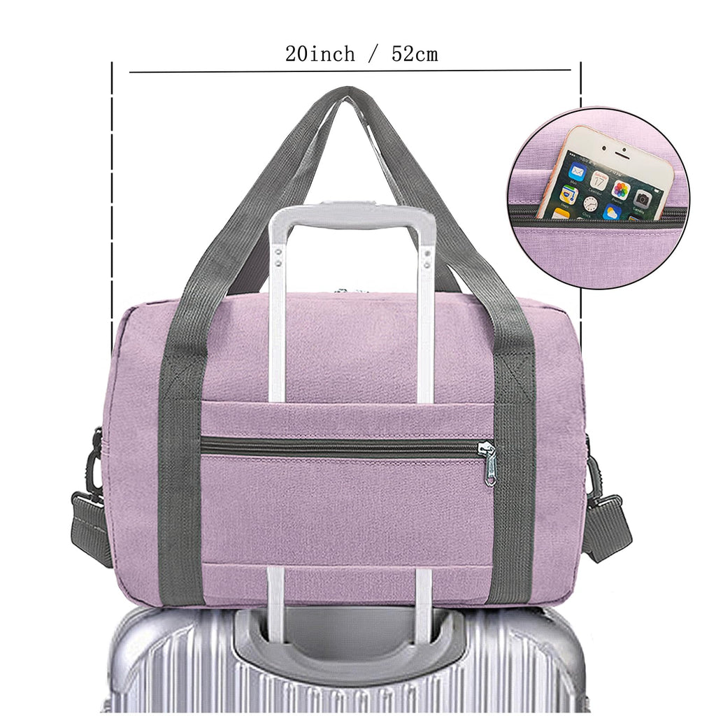 lifwimner Foldable Carry on Luggage Bag 22x14x9 Personal Item Bag for Airplanes Travel Duffel Bag for Women and Men (40L, Purple)