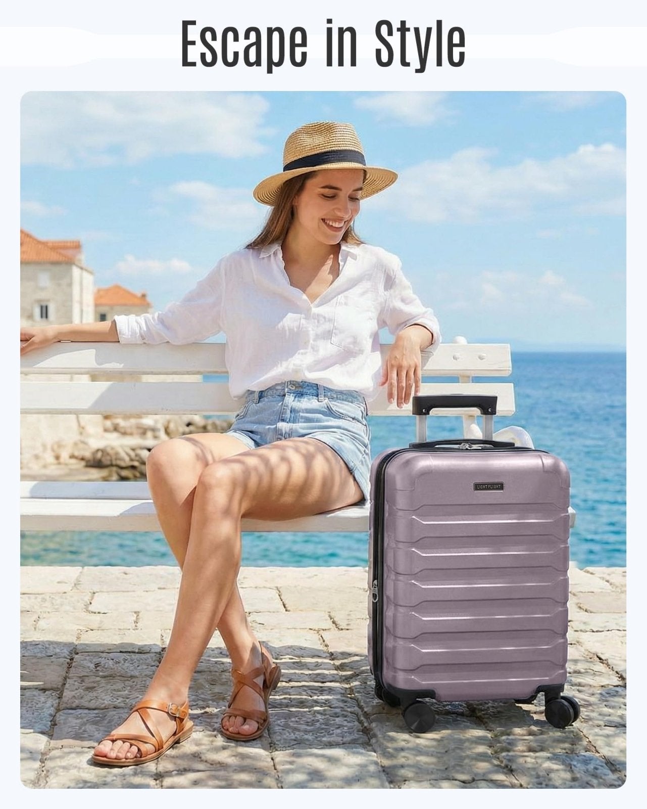LIGHT FLIGHT Carry On Luggage 22x14x9 Airline Approved, Expandable Carry On Suitcases with Wheels, Lightweight Luggage, Durable Hard Shell 20 Inch Rolling Suit Case for Men Women Travel, Dark Blue