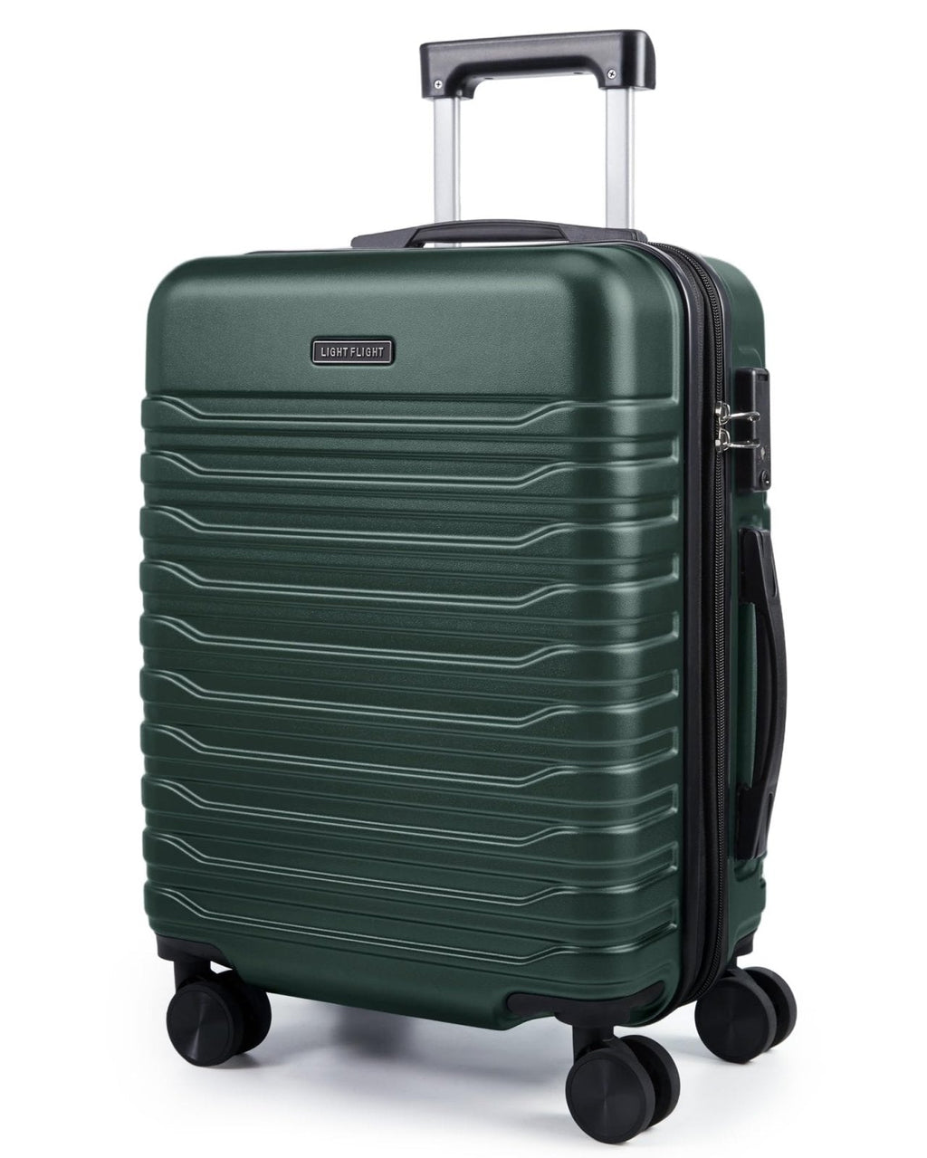 LIGHT FLIGHT Expandable Carry On Luggage 22x14x9 Airline Approved with Double Spinner Wheels, 20 Inch Lightweight Hard Shell Rolling Suitcases with TSA Lock, Pine Green