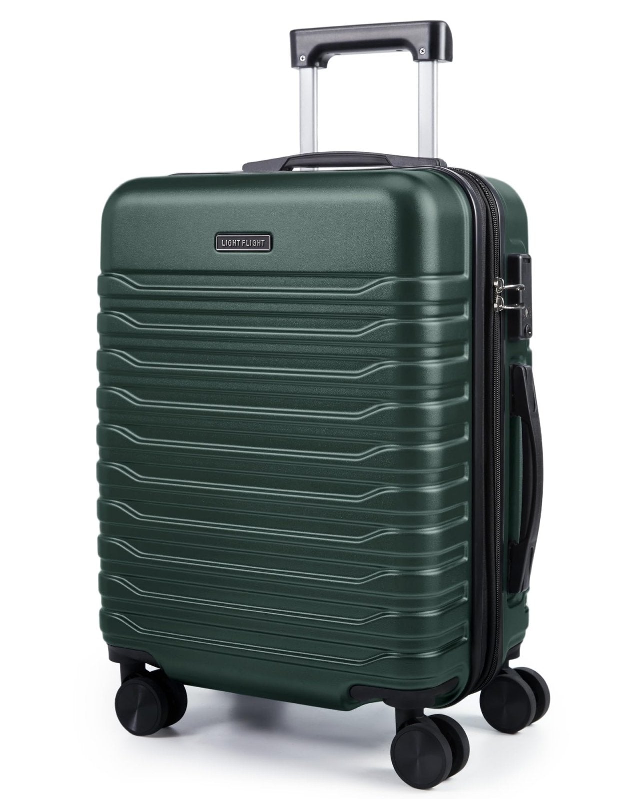 LIGHT FLIGHT Expandable Carry On Luggage 22x14x9 Airline Approved with Double Spinner Wheels, 20 Inch Lightweight Hard Shell Rolling Suitcases with TSA Lock, Pine Green