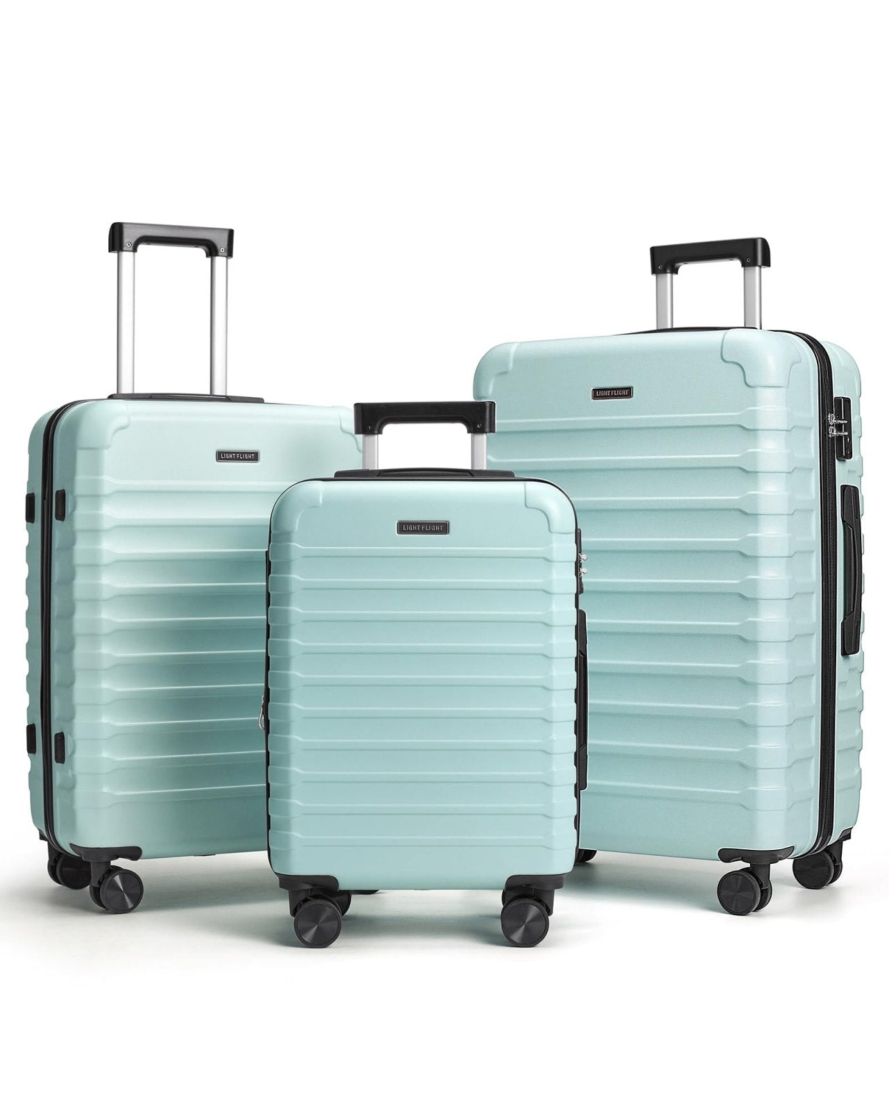 LIGHT FLIGHT Luggage Sets, 3 Piece Durable Suitcase Set with Spinner Wheels, 3 Pcs Hardside Lightweight luggage with TSA Lock, Large Checked Travel Suitcases, 20/24/28 Inch,Mint Green