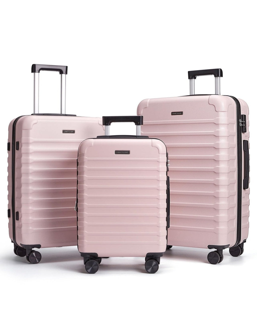 LIGHT FLIGHT Luggage Sets, 3 Piece Durable Suitcase Set with Spinner Wheels, 3 Pcs Hardside Lightweight luggage with TSA Lock, Large Checked Travel Suitcases, 20/24/28 Inch, Pink