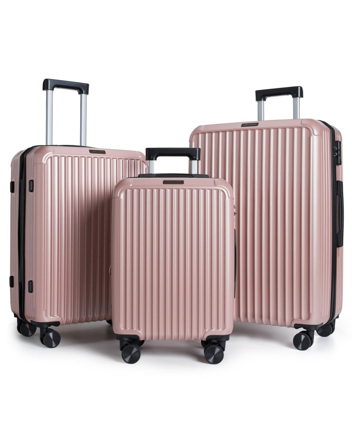 LIGHT FLIGHT Luggage Sets, Durable Hard Shell 3 Piece Set Suitcase with Spinner Wheels, Hardside Lightweight Luggage set with TSA Lock, Large Travel Luggage Set (20" 24" 28"), Rouge Dust