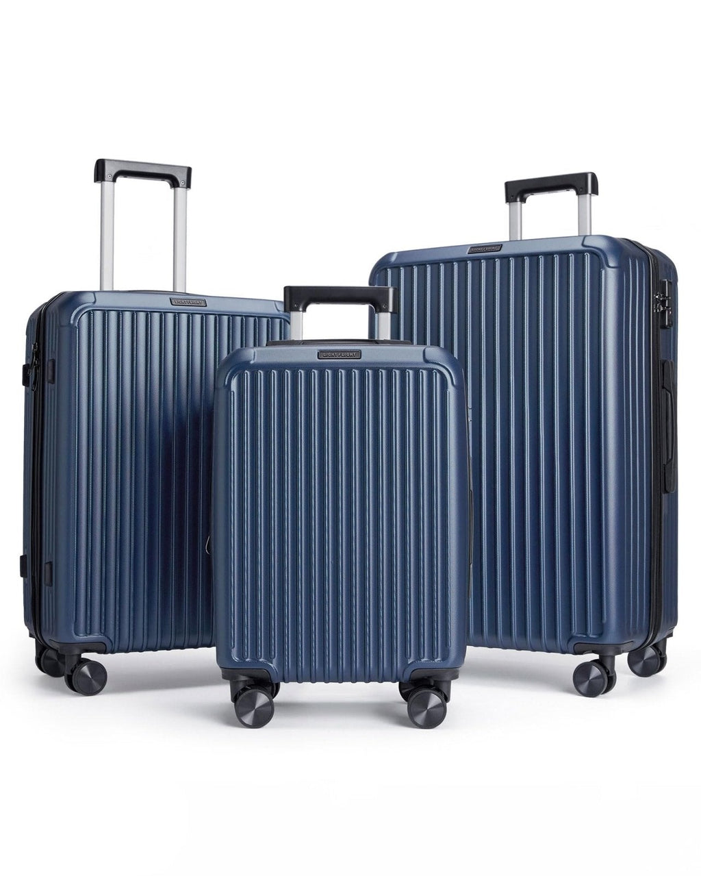 LIGHT FLIGHT Luggage Sets, Durable Hard Shell 3 Piece Set Suitcase with Spinner Wheels, Hardside Lightweight Luggage set with TSA Lock, Large Travel Luggage Set (20" 24" 28"), Dark Blue