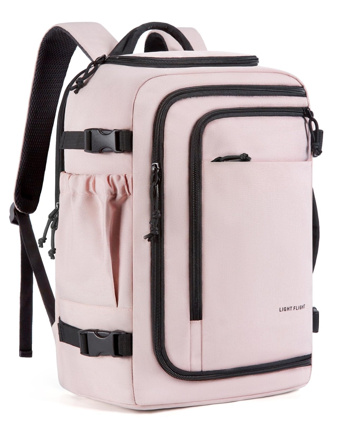 LIGHT FLIGHT Travel Backpack, TSA Friendly Flight Approved Carry on Backpack Water-resistant Lightweight Business Large Weekender Bag Casual Daypack 17.3" Laptop Backpack for Men Women, Pink