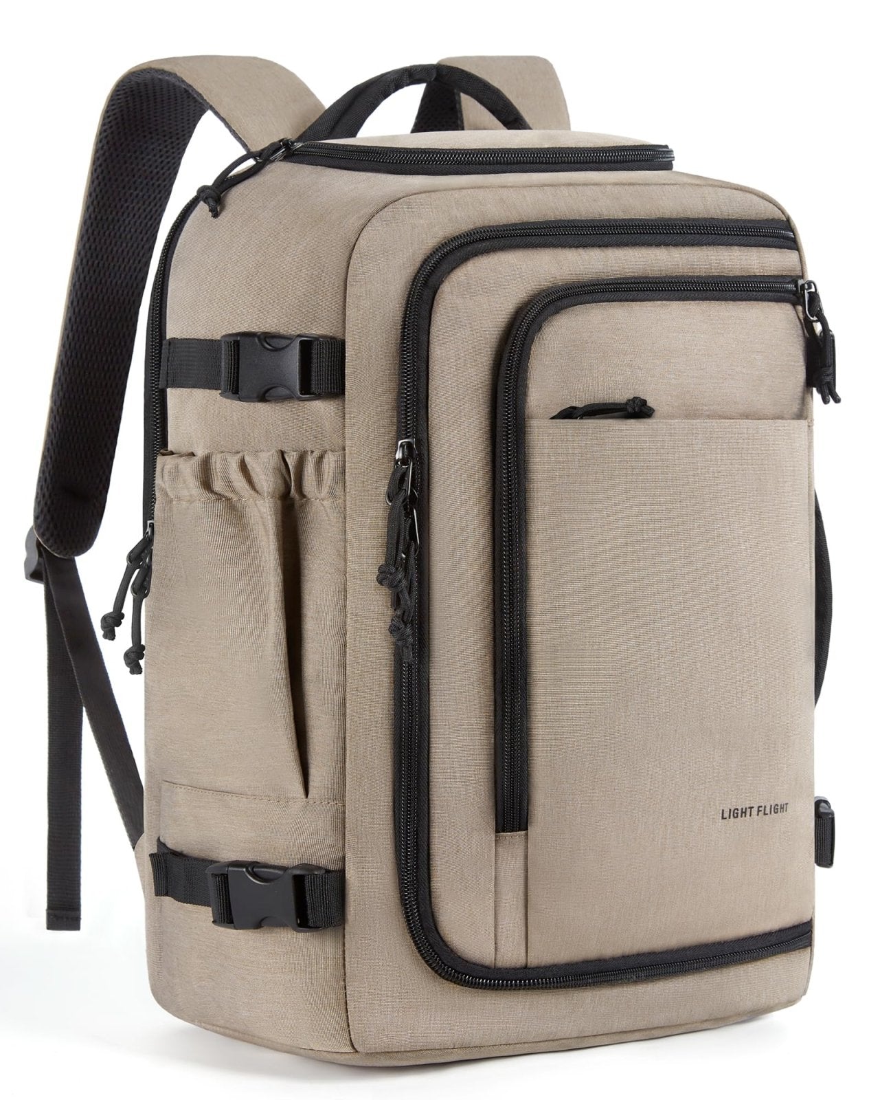 LIGHT FLIGHT Travel Backpack, TSA Friendly Flight Approved Carry on Backpack Water-resistant Lightweight Business Large Weekender Bag Casual Daypack 17.3" Laptop Backpack for Men Women, Brown