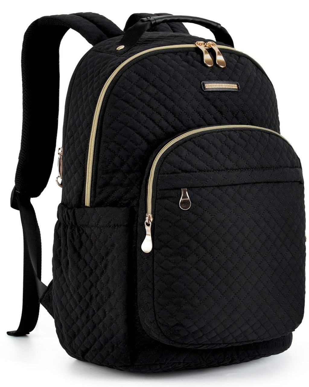 LIGHT FLIGHT Travel Laptop Backpack for Women, 15.6 Inch Laptop Backpack with USB Charging Hole Water Resistant Computer Backpack for Work, Quilted Black
