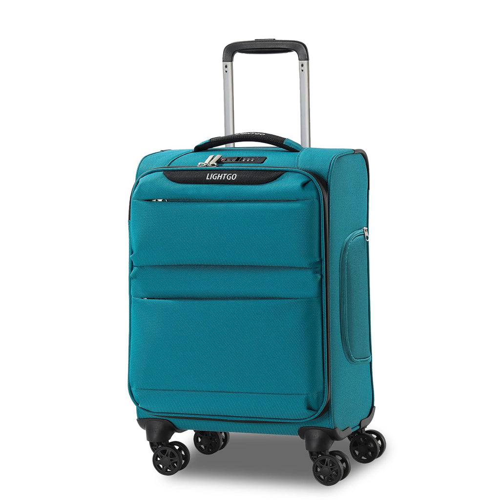 LIGHTGO 20 Inch Carry On Luggage, Softside Suitcase with Spinner Wheels, Lightweight Travel Carry On Bag for Airline Approved, TSA Lock, Water Resistant Underseat Luggage for Women Men, Turquoise
