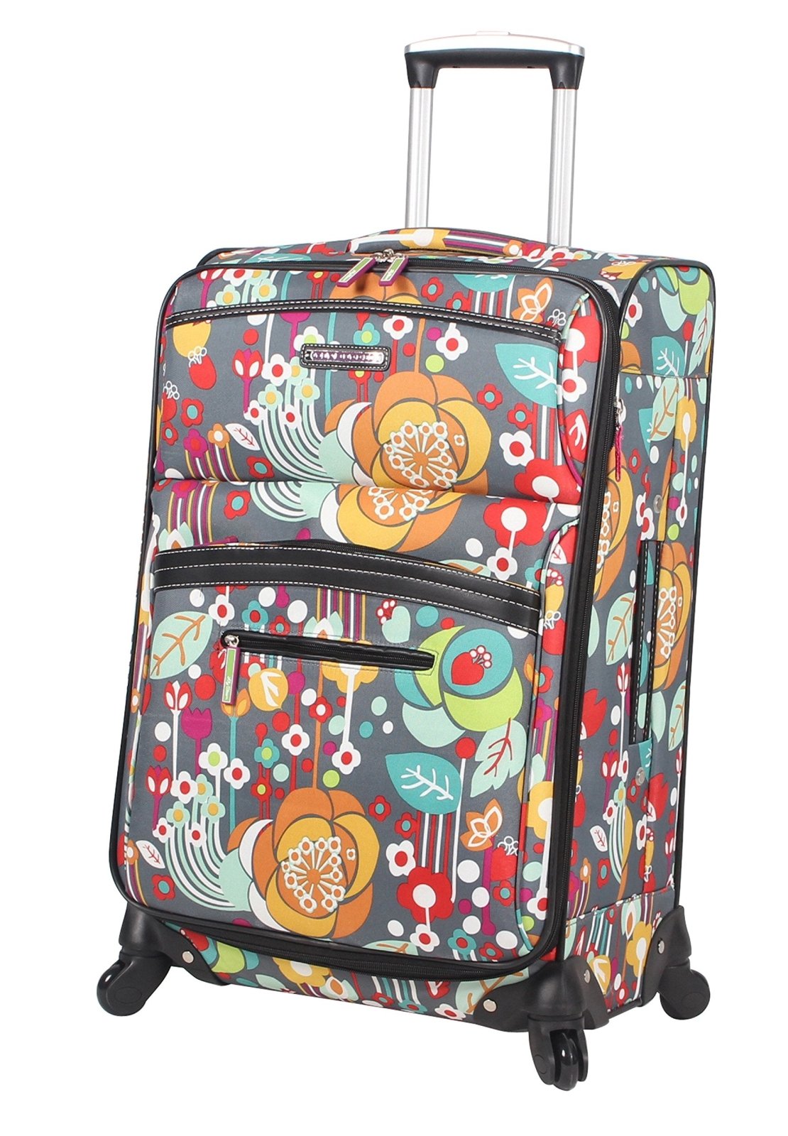 Lily Bloom Design Pattern 28" Luggage Softside Expandable With Double Spinner Wheels, Large Lightweight Suitcase Checked Bag For Women