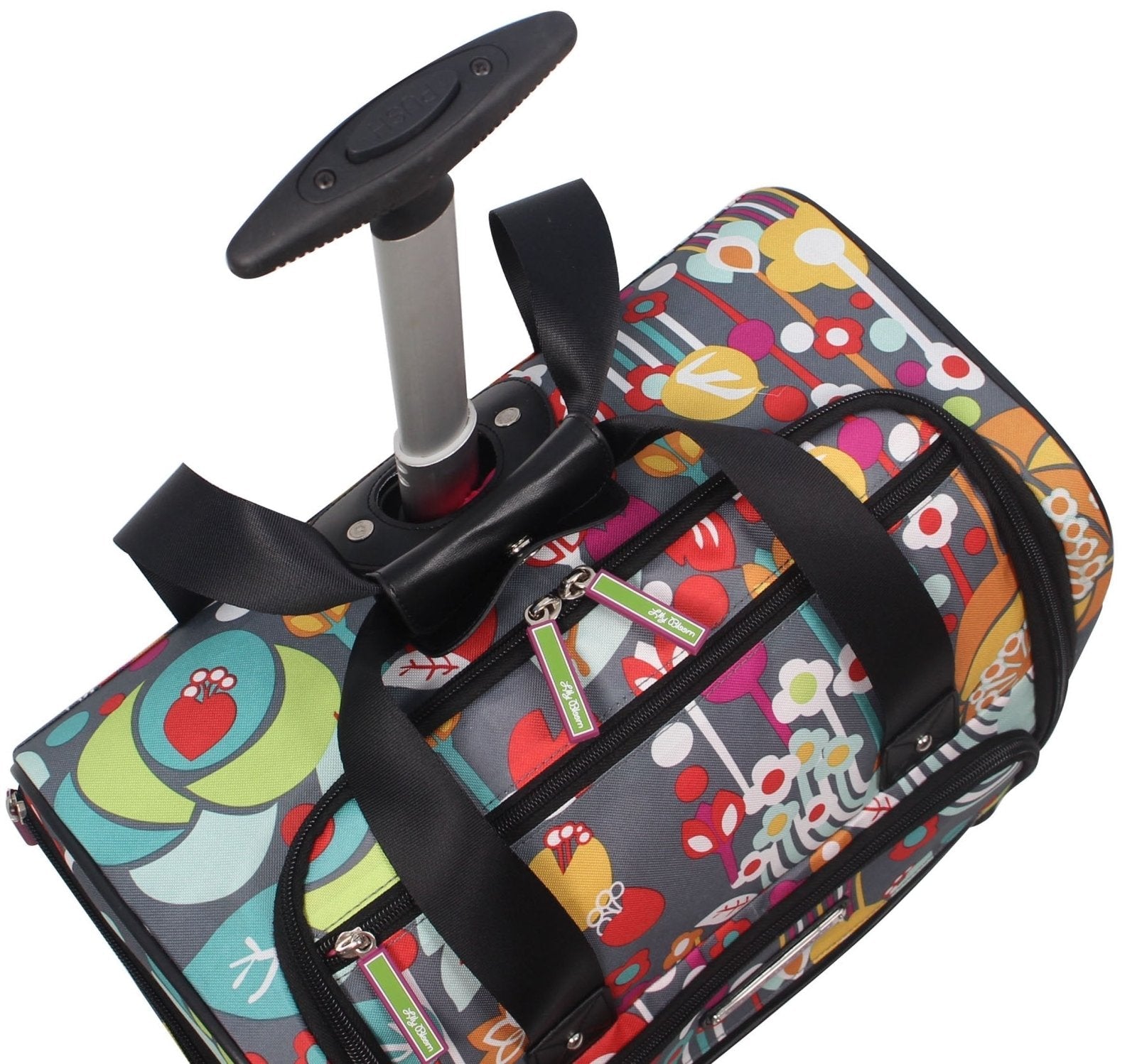 Lily Bloom Designer 15 Inch Carry On - Weekender Overnight Business Travel Luggage - Lightweight 2 - Rolling Wheels Suitcase - Under Seat Rolling Bag for Women (Bliss)