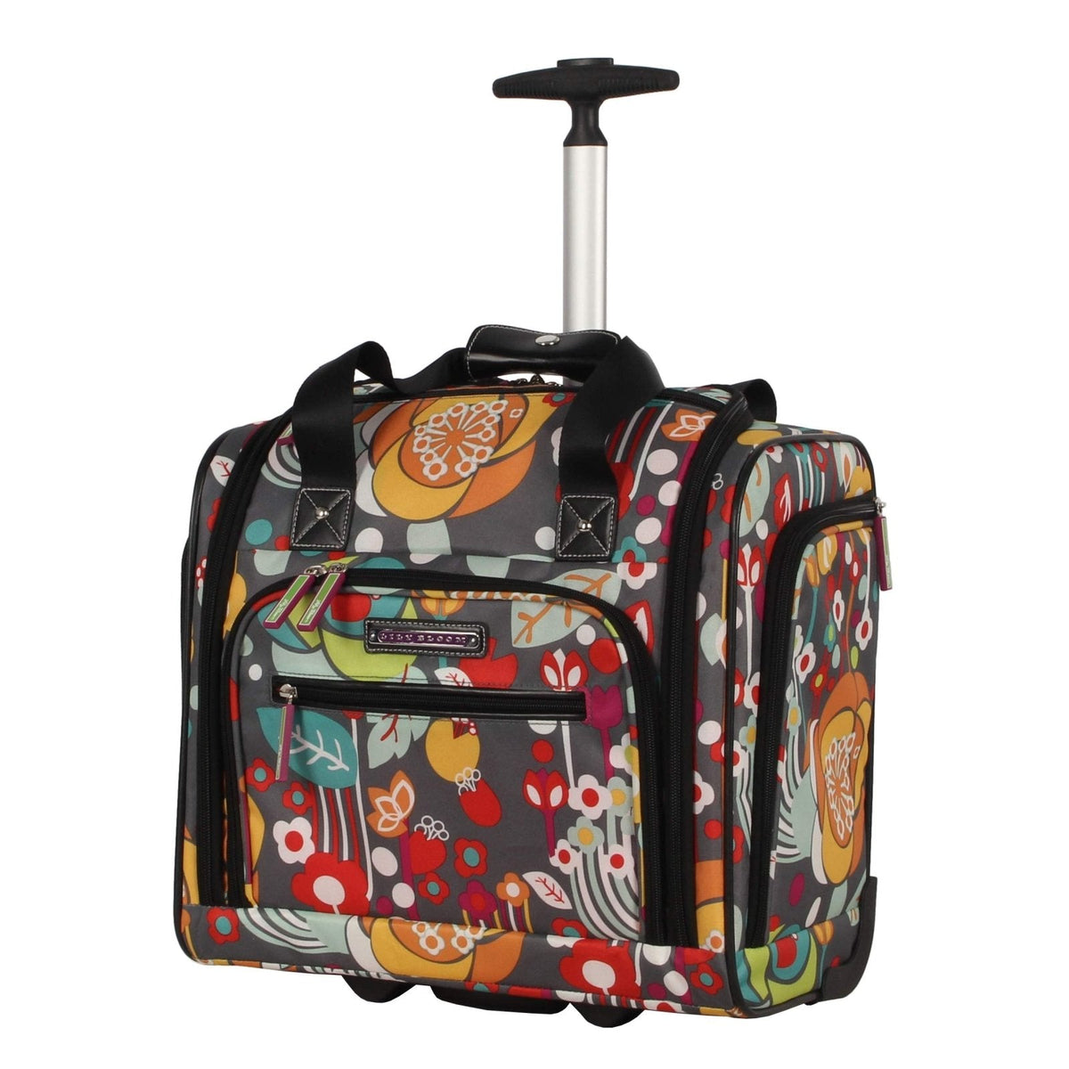 Lily Bloom Designer 15 Inch Carry On - Weekender Overnight Business Travel Luggage - Lightweight 2- Rolling Wheels Suitcase - Under Seat Rolling Bag for Women (Bliss)