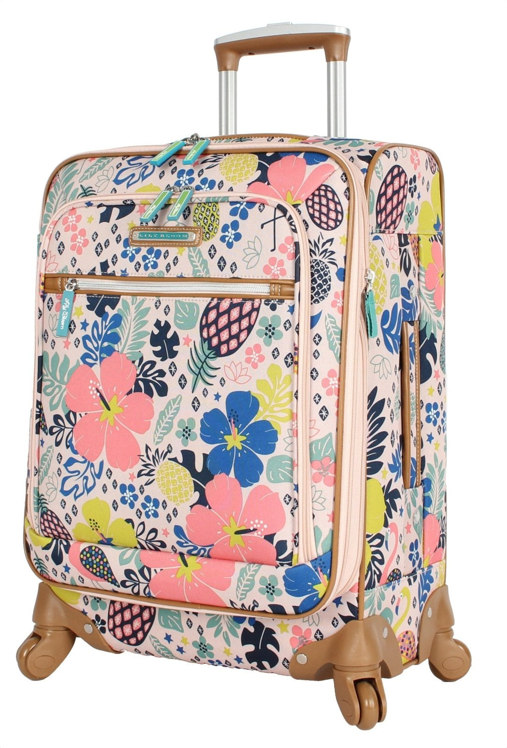 Lily Bloom Luggage Carry On Expandable Design Pattern Suitcase For Woman With Spinner Wheels (Trop Pineapple, 20in)