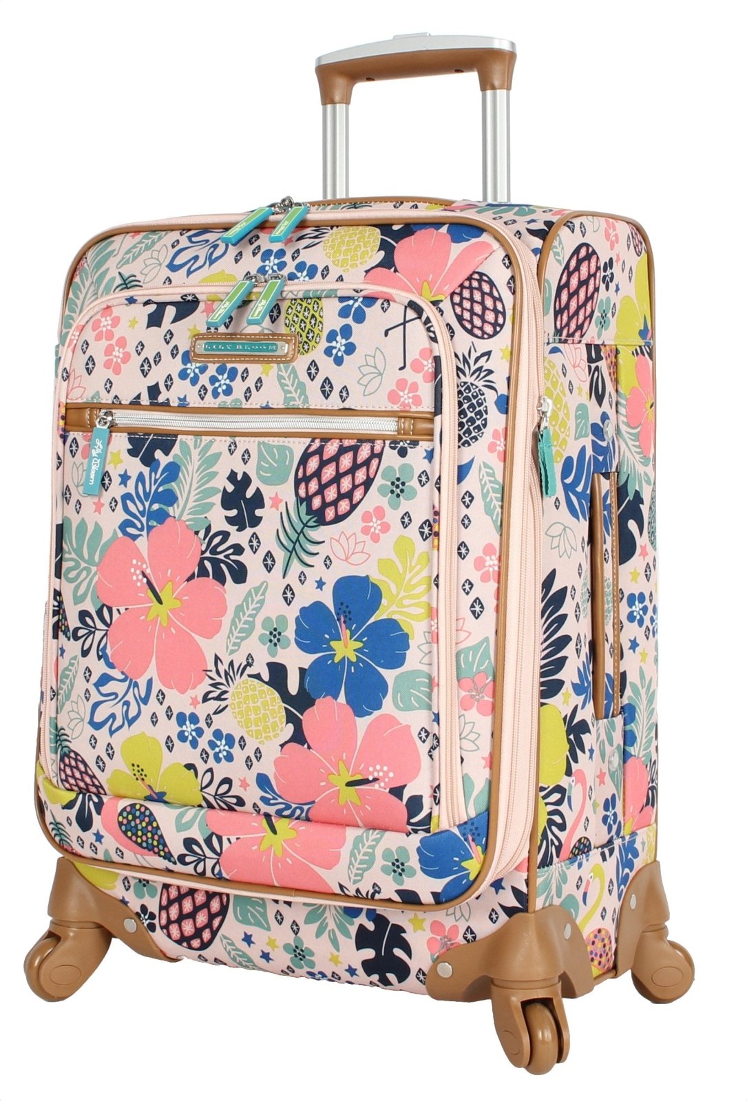 Lily Bloom Luggage Carry On Expandable Design Pattern Suitcase For Woman With Spinner Wheels (Trop Pineapple, 20in)