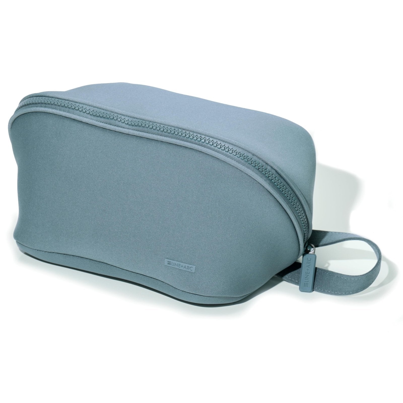 LINE+ARC Machine-Washable Neoprene Toiletry Bag (Ocean) Modern Blue Dopp Kit Soft Insulation for Cosmetics Makeup Travel Skincare Shaving Large Case Men Women Overnight Easy-to-Clean
