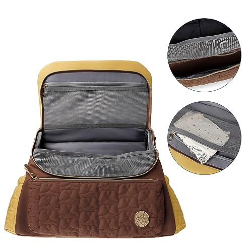 Lmbabter Diaper Bag Backpack Convertible Messenger Bag Travel Backpack Maternity Bags Stylish Baby Bag with Changing Pad for Mom (Brown)