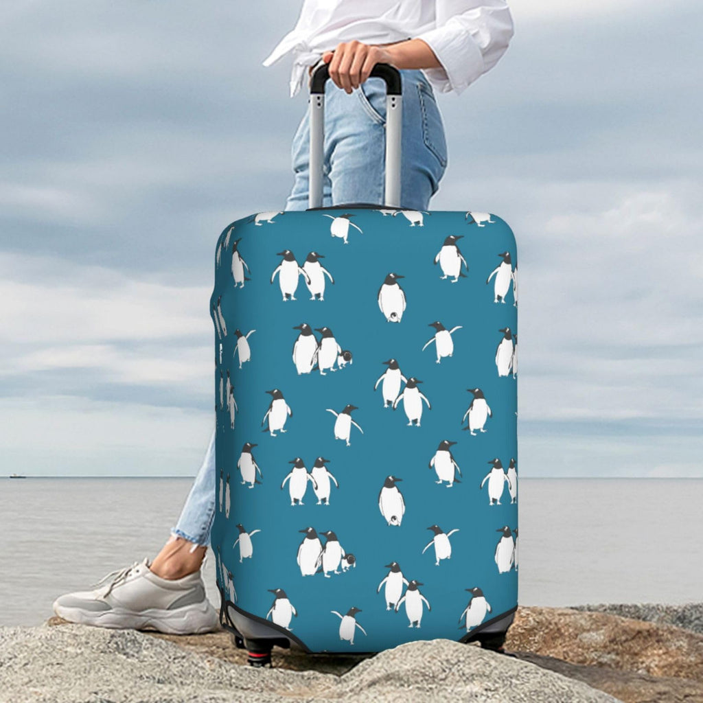Loklneyk Penguin Atlantic Luggage Cover, Premium Washable Suitcase Protector With Secure Zipper & Buckle Closure, Fits 18 - 32 Inch Travel Luggagemedium