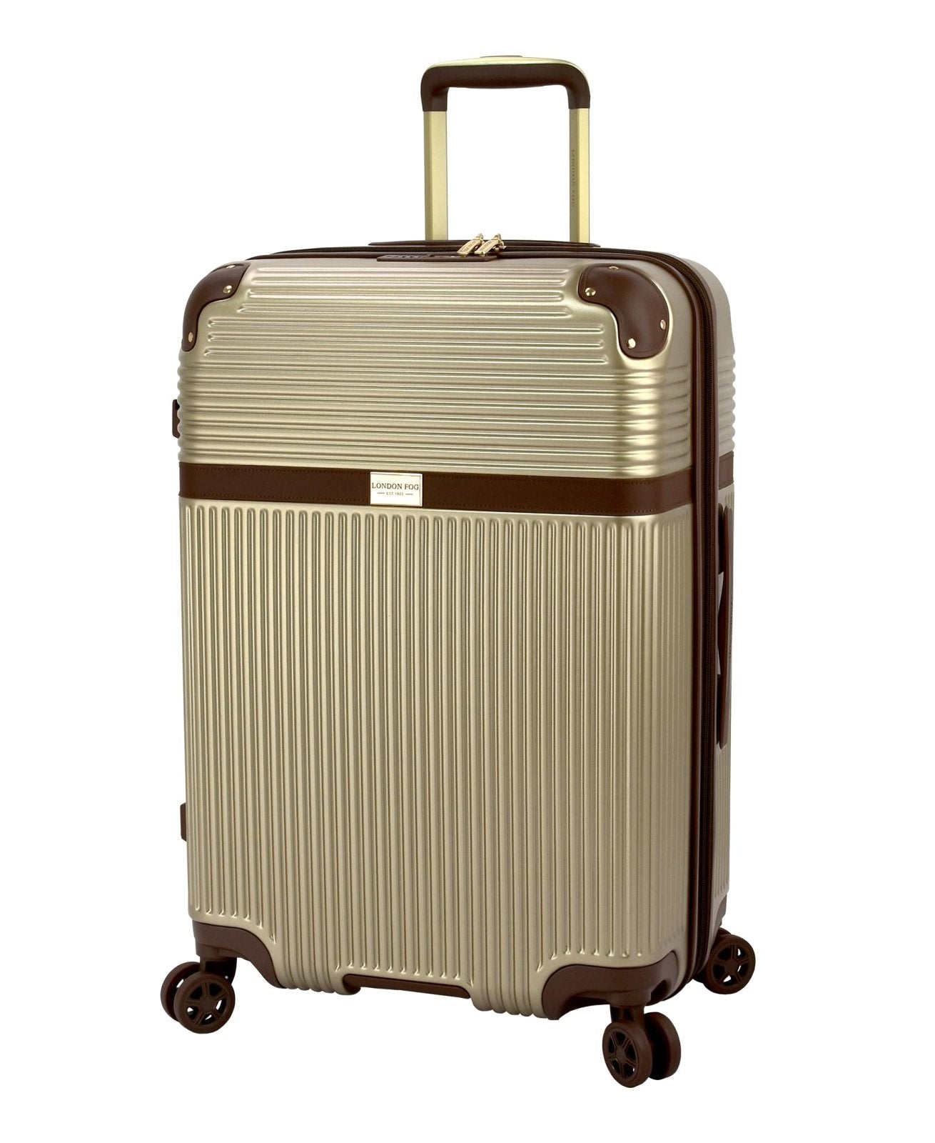 London Fog Brentwood IV 25" Expandable Spinner Hardside Suitcase, Latte