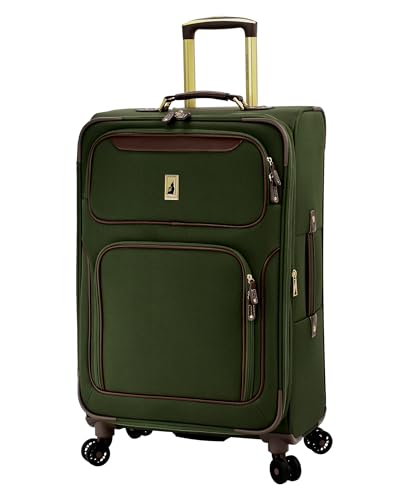 London Fog Nottingham 25 Inch Expandable Spinner Softside Suitcase, Olive Chestnut