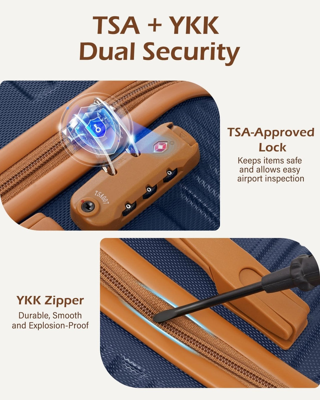 LONG VACATION 3 Piece Carry On Luggage 20 Inch Carryon Suitcase with Spinner Wheels, ABS+PC Hardshell Suitcase set with TSA Lock & YKK Zipper