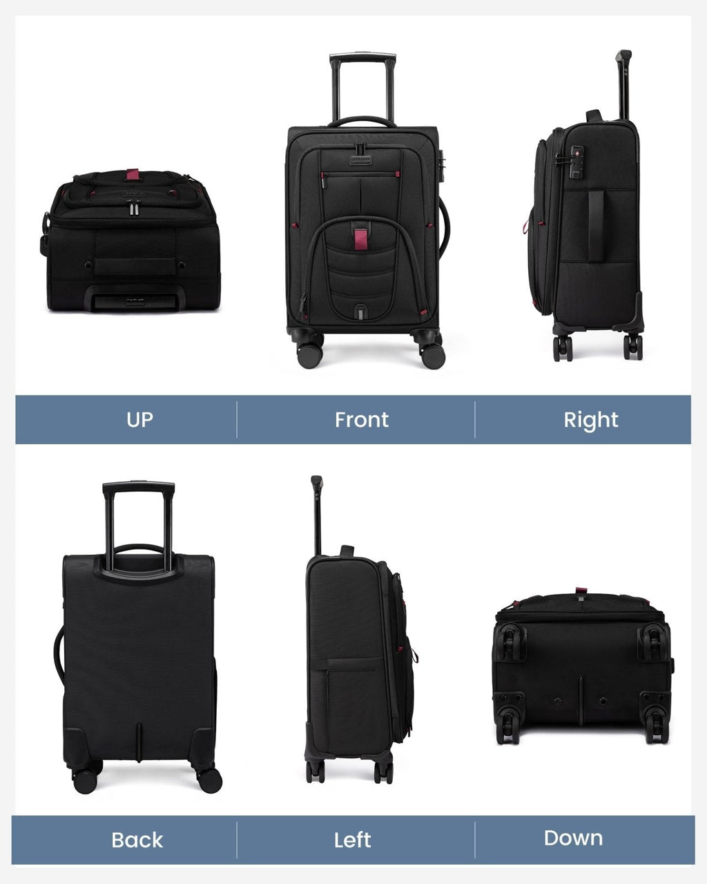 LOVEVOOK 3 - Piece Set(22/24/28) Softside Luggage Suitcase with 15.6 Inch Laptop Compartment, Suitcase with Spinner Wheels, Large Capacity Luggage with TSA Lock for Business &Family Trip Travel, Black