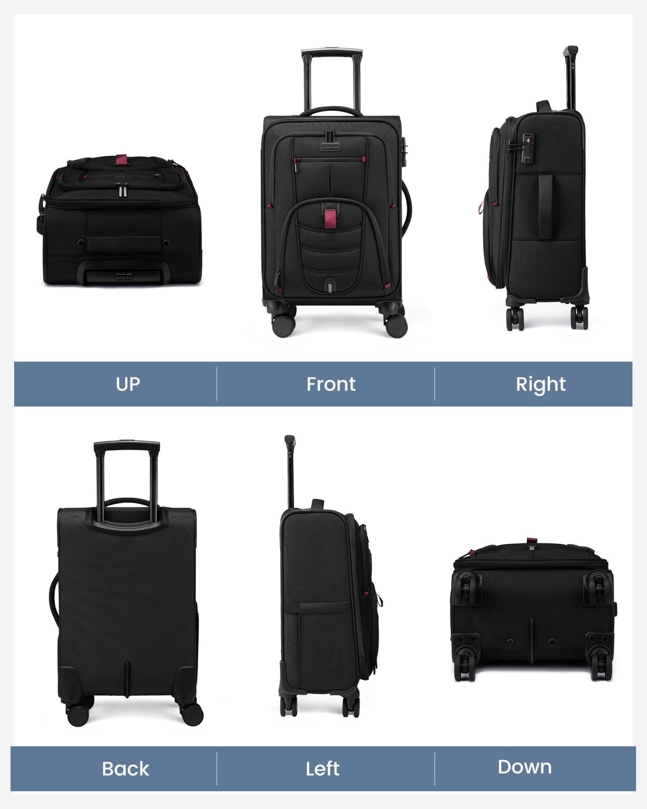 LOVEVOOK 3 - Piece Set(22/24/28) Softside Luggage Suitcase with 15.6 Inch Laptop Compartment, Suitcase with Spinner Wheels, Large Capacity Luggage with TSA Lock for Business &Family Trip Travel, Black