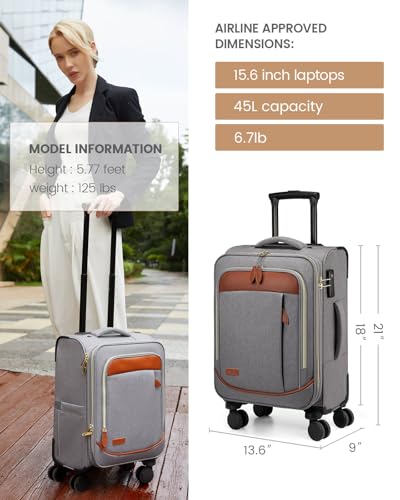 LOVEVOOK 4 Pcs Carry On Luggage 22x14x9 Airline Approved 20 Inch Underseat Carry on Suitcase for Women Men Softside Travel Luggage with Spinner Wheels and TSA Lock