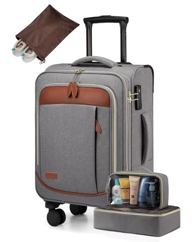 LOVEVOOK 4 Pcs Carry On Luggage 22x14x9 Airline Approved 20 Inch Underseat Carry on Suitcase for Women Men Softside Travel Luggage with Spinner Wheels and TSA Lock