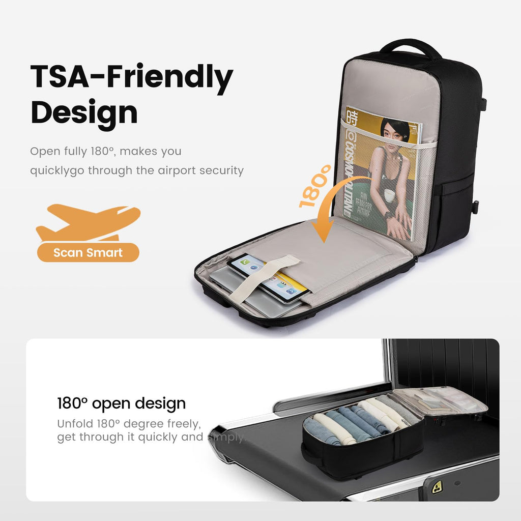 LOVEVOOK 40L Travel Backpack for Men, Airline Approved Carry On Luggage with 3 Packing Cubes, TSA Overnight Bags, Waterproof Personal Item Bag, Weekender Essentials Backpacks fits 17.3" Laptop