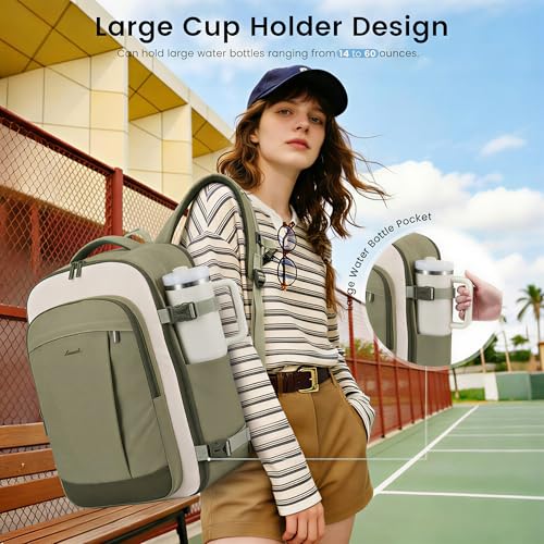 LOVEVOOK 40L Travel Backpack for Women & Men, Airline Approved Carry On Backpack, TSA Personal Item Bag fits 17.3 Inch Laptop, Waterproof Weekender Overnight Bags Suitcase for Work, Light Green