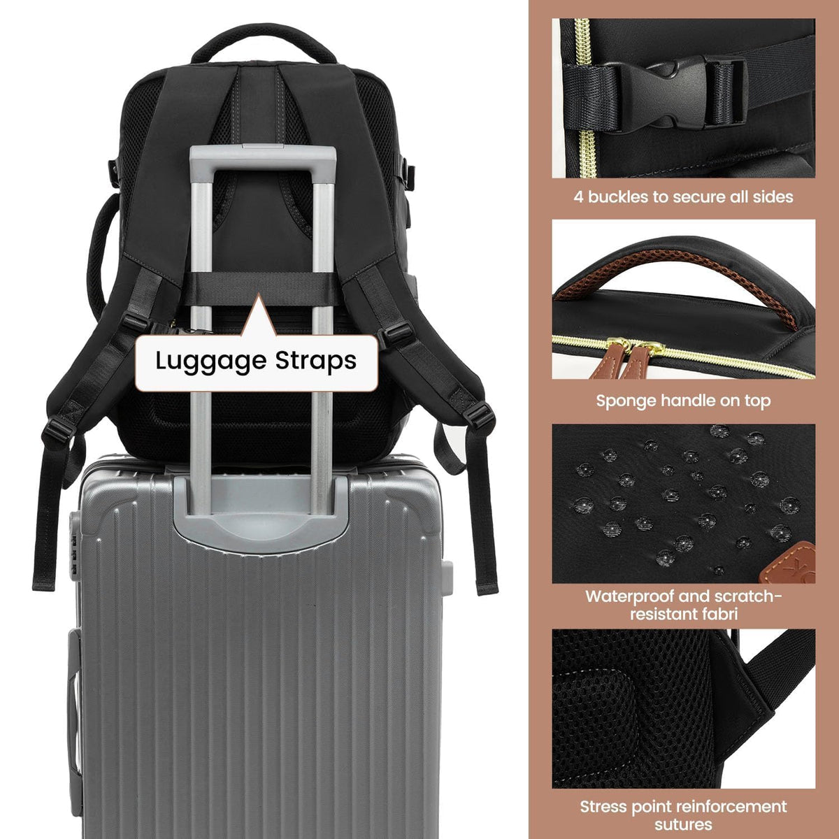 LOVEVOOK 50L Travel Backpack Carry On Airline Approved, Large Backpack with 3 Packing Cubes, TSA Travel Essentials Carry On Bag, Waterproof Weekender Overnight Luggage Daypack, Fits 18 Inch Laptop