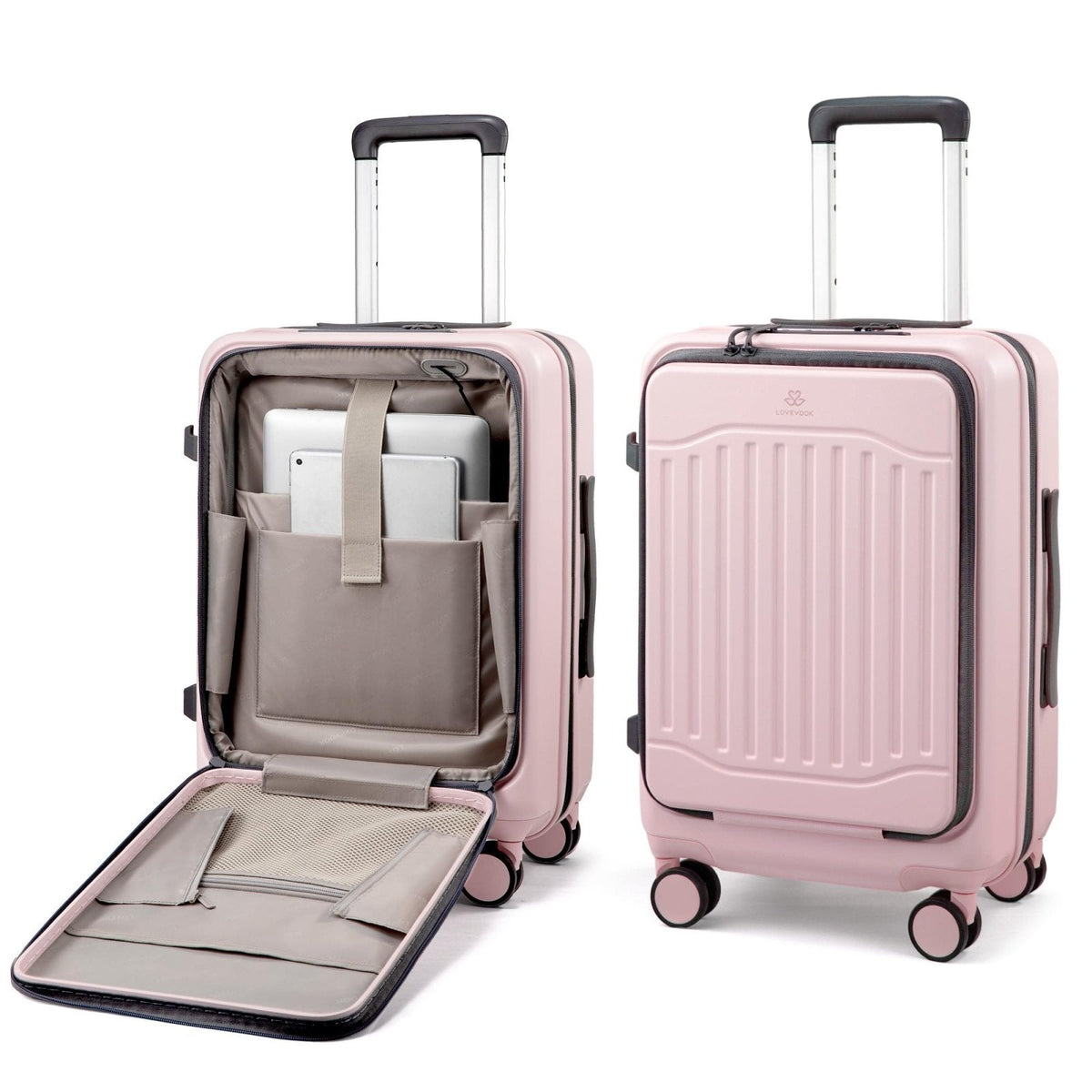 LOVEVOOK Carry On Luggage 22x14x9 Airline Approved, Expandable Hard Shell Suitcase with Spinner Wheels, USB Charging Port & Front Pocket, PC Hardside Rolling Luggage with TSA Lock for Travel