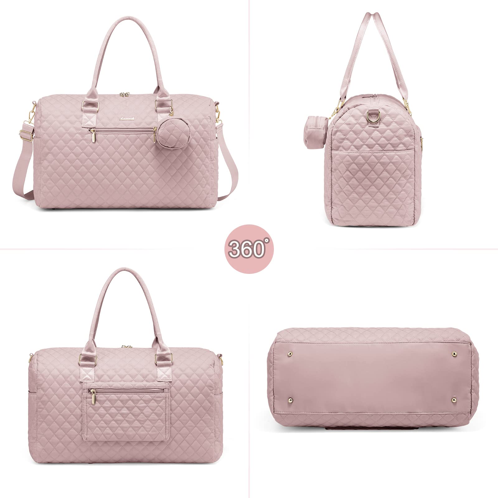 LOVEVOOK Diaper Bag Tote with Pacifier Case and Changing Pad, Large Capacity Mommy Bag for Hospital and Weekender Travel, Functional Baby Bag Newborn Baby Essential, Pink