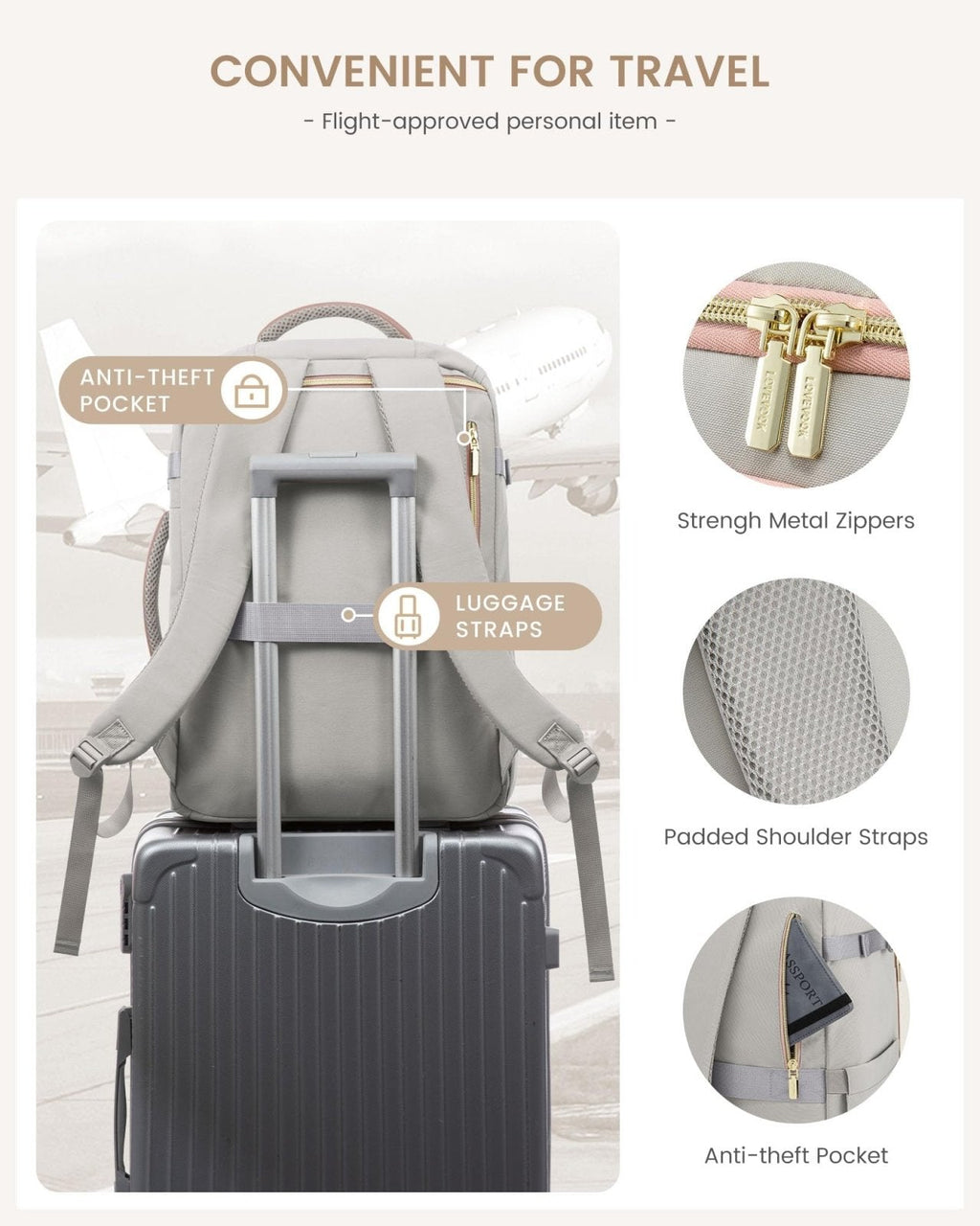 LOVEVOOK Travel Backpack for Women/Men, Personal Item Bag with 3 Packing Cubes Fits 17" Laptop, 50L Travel Backpack Carry on Flight Approved, Water - resistant Carry On Bag for Airplanes