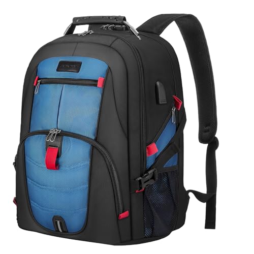 LOVEVOOK Travel Laptop Backpack Waterproof Anti Theft Backpack with Lock and USB Charging Port Large 17-17.3 Inch Computer Business Backpack for Men Women Blue