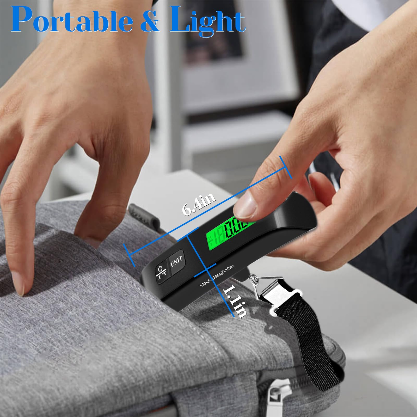 Luggage Scale, 110lb Luggage Weight Scale with 4 Unit Switching Functions&LED Display, Luggage Scale Travel Digital for Weighing Luggage, Backpacks, Packages and Markets(Black)