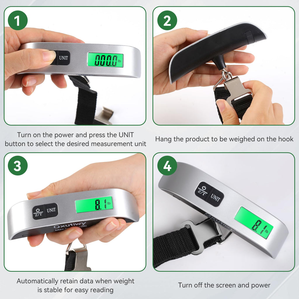Luggage Scale, Digital Luggage Scale for Travel, Widen Upgrade Rubber Grip, 110 Pounds Portable Suitcase Scales with LED Display, Temperature Sensor, Peeling Function