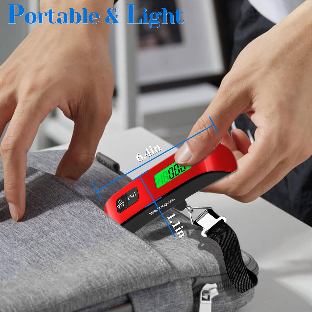 Luggage Scale, Portable Luggage Weight Scale 110lb/50kg with LED Display, Luggage Scale Travel Digital for Weighing Luggage, Backpacks, Fruits and Pets (Red)