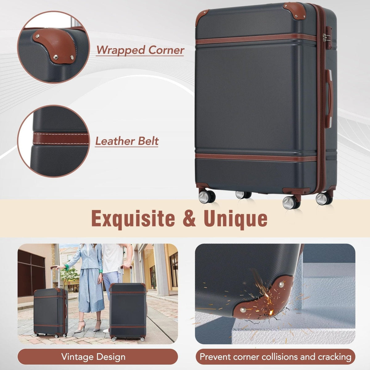Luggage Sets 2 Piece Luggage, ABS Hardside Suit case Spinner Wheels Lightweight Lock