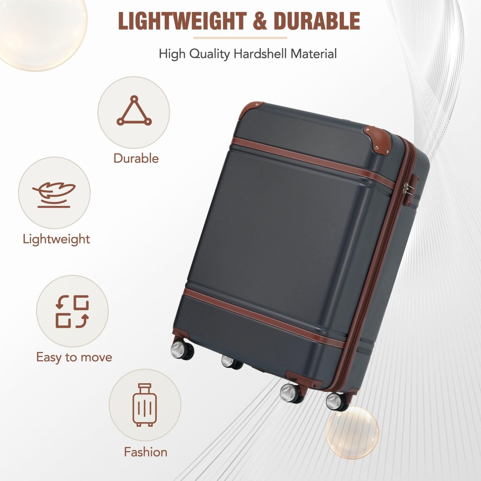 Luggage Sets 2 Piece Luggage, ABS Hardside Suit case Spinner Wheels Lightweight Lock