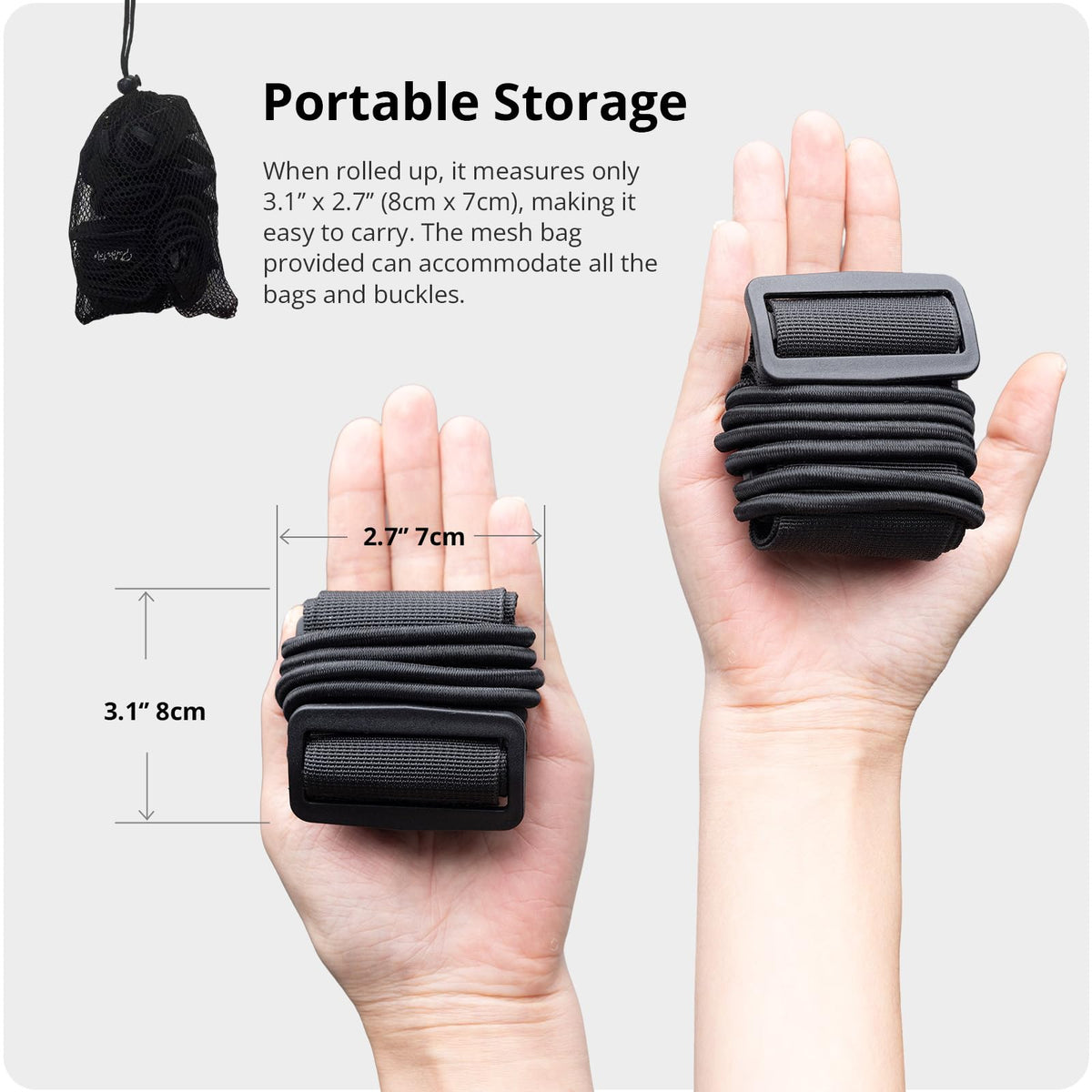 Luggage Straps 3 PCS for Suitcases TSA Approved 2 Short & 1 Long Adjustable Straps with Elastic Thick Rope for Connecting Suitcases and Bags Stably with Strap Buckle and Bottle Buckle Clip, Black