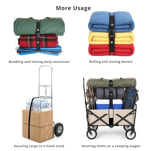 Luggage Straps 3 PCS for Suitcases TSA Approved 2 Short & 1 Long Adjustable Straps with Elastic Thick Rope for Connecting Suitcases and Bags Stably with Strap Buckle and Bottle Buckle Clip, Black